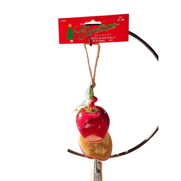The Christmas Collection Apple Slice Holly Ornaments Lot 3 Red Fruit Decor - Picture 3 of 8